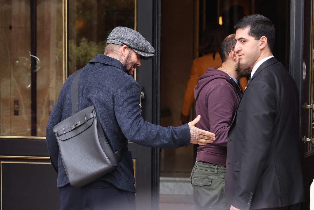 David Beckham leaving his hotel  during Womenswear Spring Summer 2026 as part of Paris Fashion Week