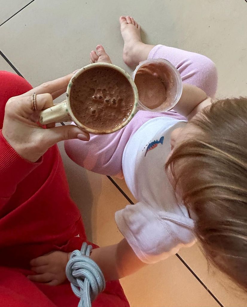 Angela and her daughter matched with their chocolatey snacks