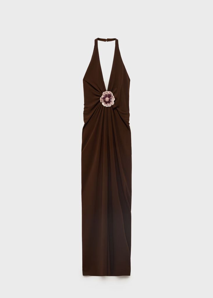 Halter dress with flower detail