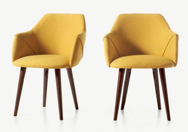 made com flash sale yellow dining chairs
