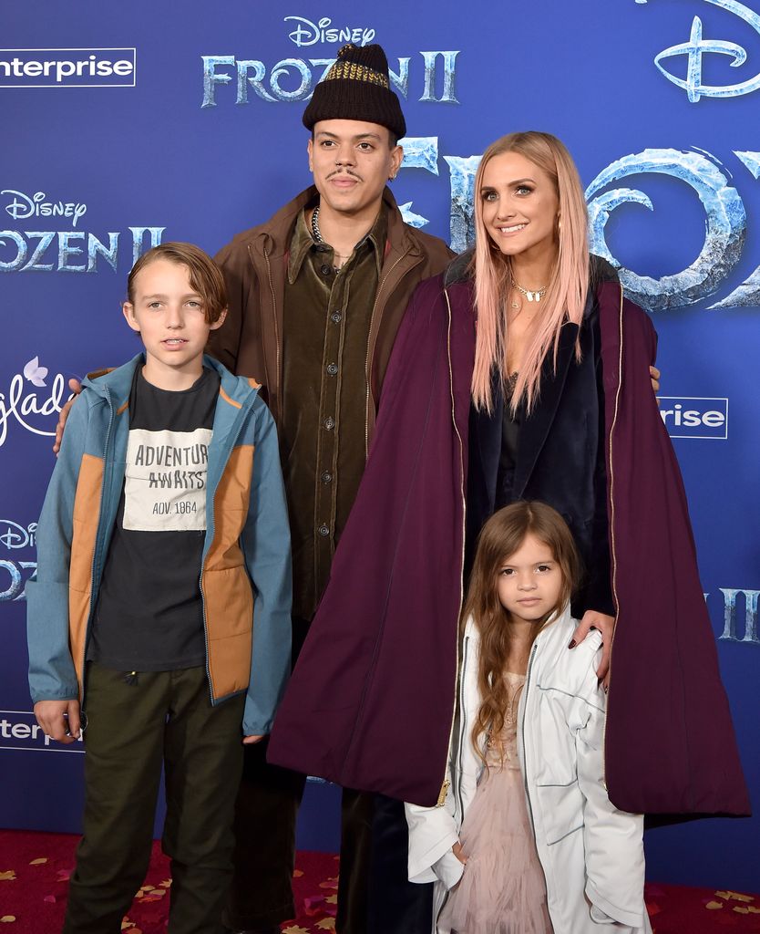 Bronx Wentz, Evan Ross, Ashlee Simpson, and Jagger Snow Ross attend the Premiere of Disney's "Frozen 2" at Dolby Theatre on November 07, 2019 in Hollywood, California