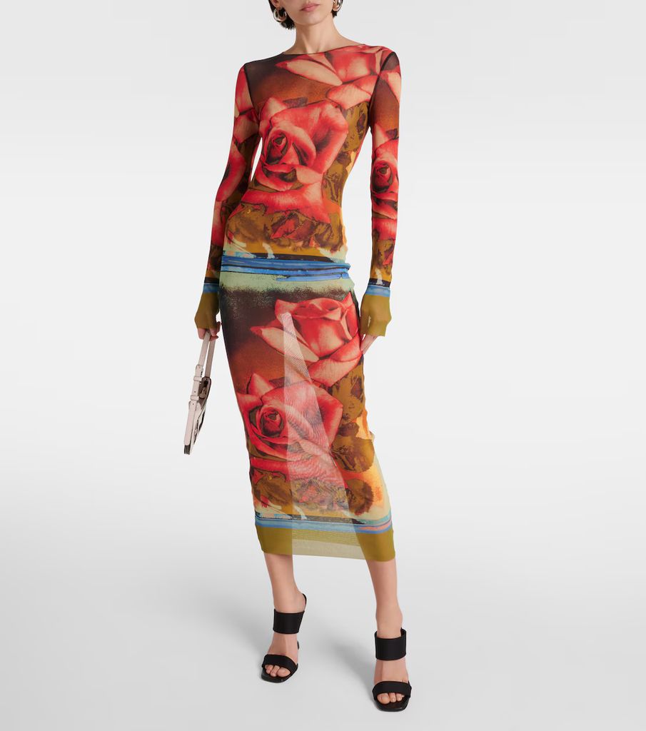 rose print mesh dress by jean paul gaultier