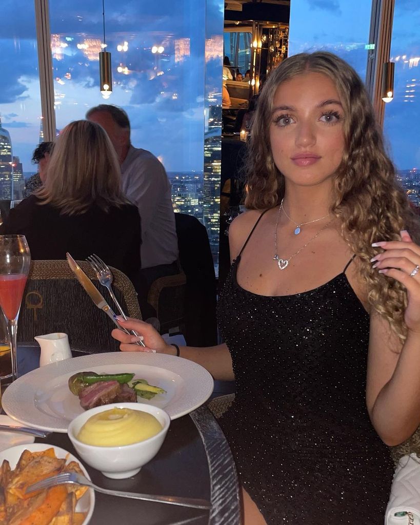 Princess Andre pictured having dinner at the Shard