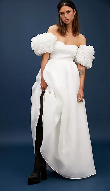 mes demoiselle wedding dress puffed sleeves