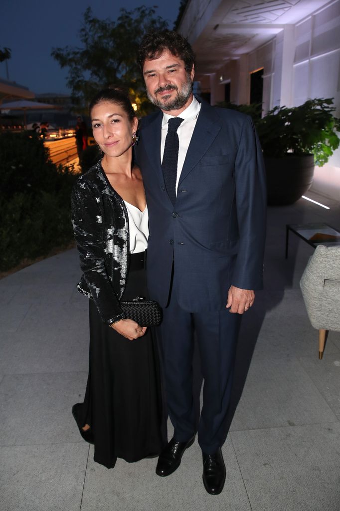 Luca Dotti (son of Audrey Hepburn) and his wife Domitilla Dotti attend Doris Brynner celebrates her 90th Birthday at "Le Cheval Blanc Paris" Restaurant on September 16, 2021 in Paris, France