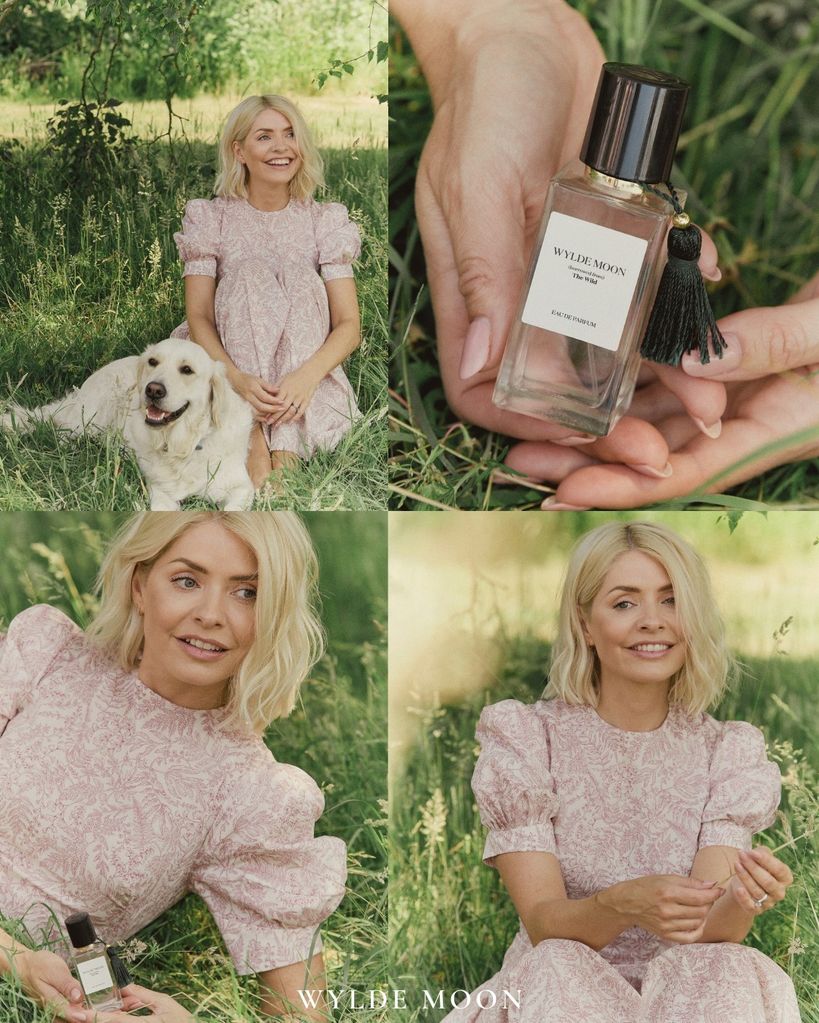 Holly Willoughby wearing a The Vampire's Wife dress in perfume promotion for her brand Wylde Moon
