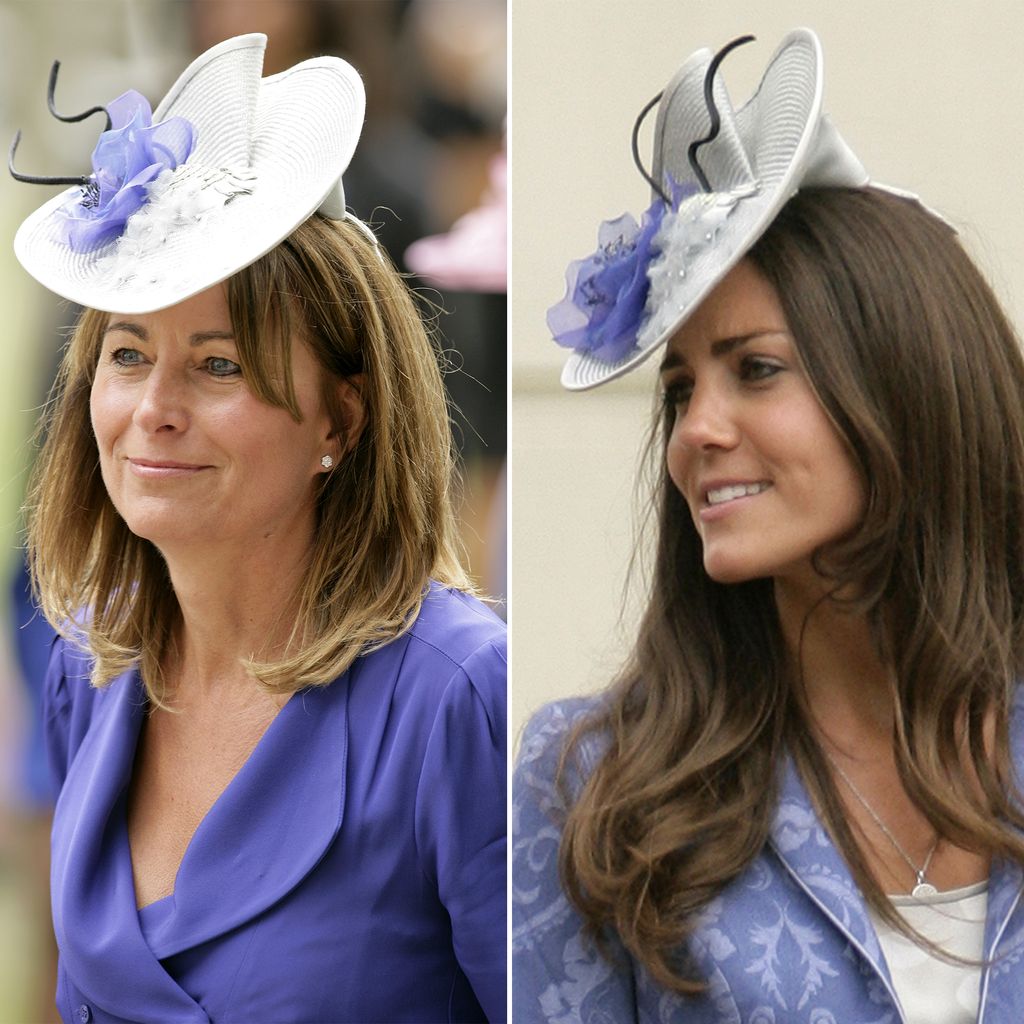 Carole Middleton and Kate Middleton wear identical fascinators