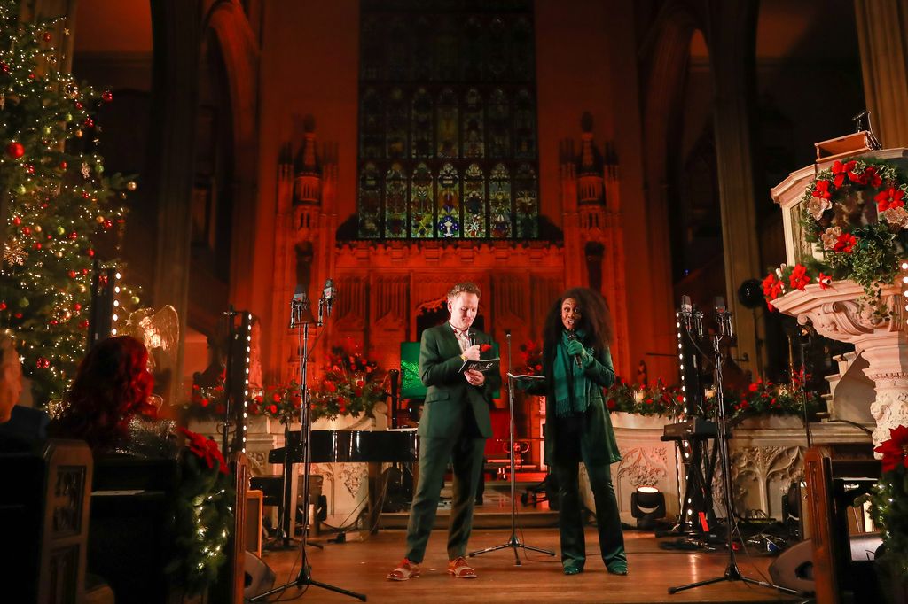 Beverley, pictured on stage with Joe Stilgoe, spoke about attending the Princess of Wales' carol service