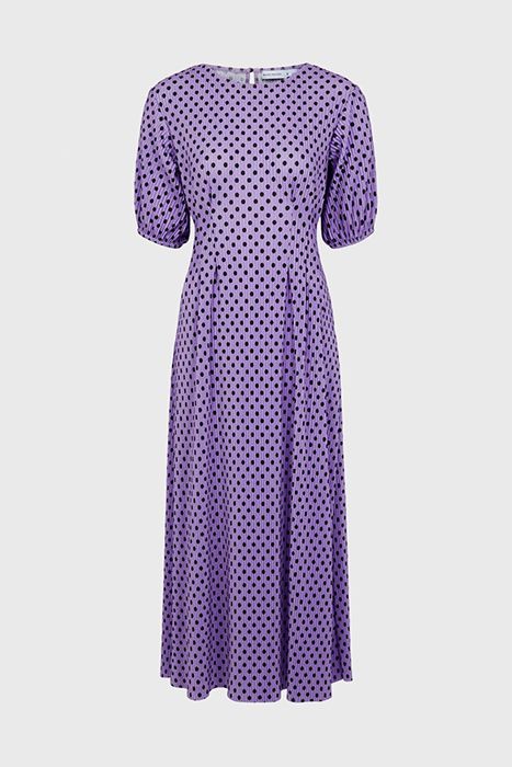 purple dress polka dot dress warehouse