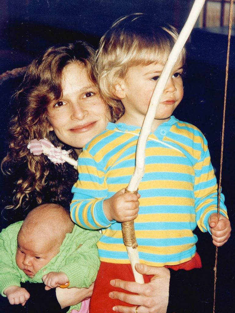 Kyra Sedgwick shared a sweet photo of herself with children Travis as a toddler and Sosie as a baby
