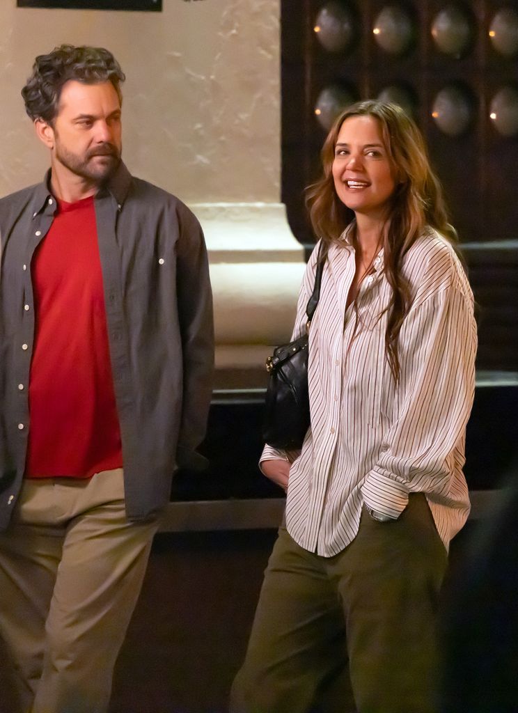  Joshua Jackson and Katie Holmes are seen on set of "Happy Hours" 