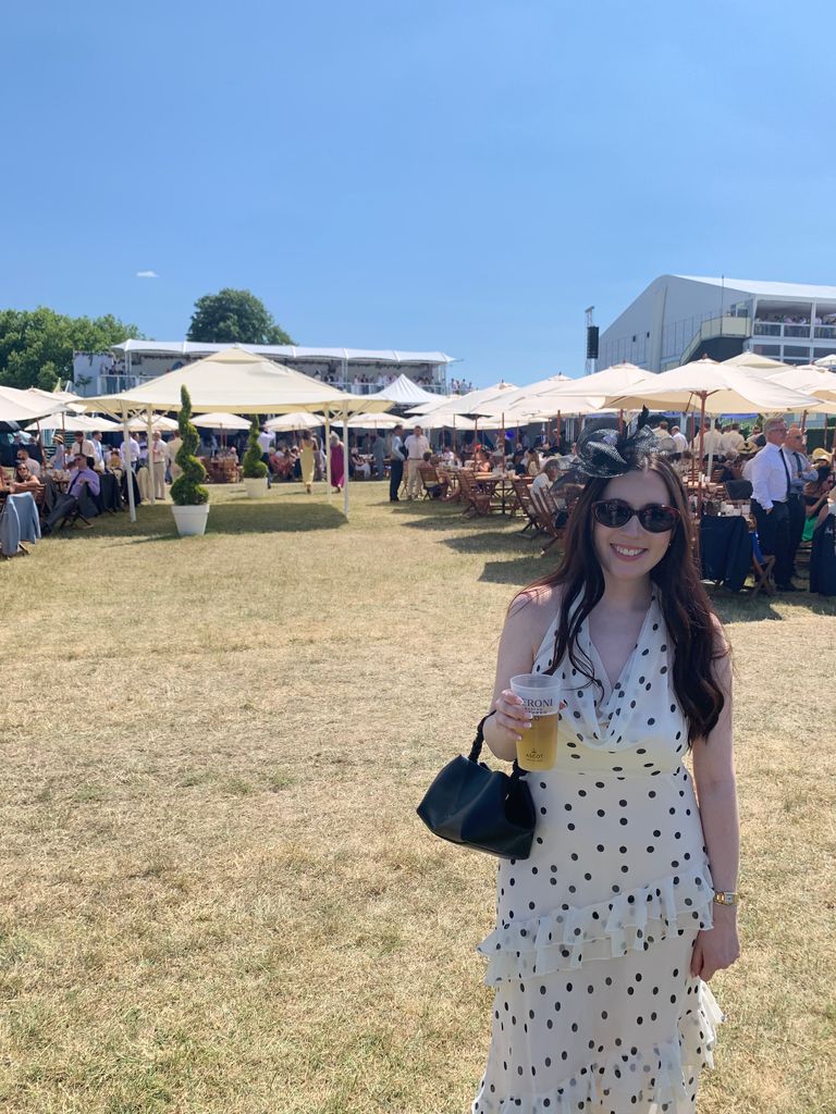 girl in polka dot dress at ascot
