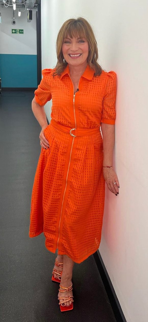 lorraine kelly insta orange dress 