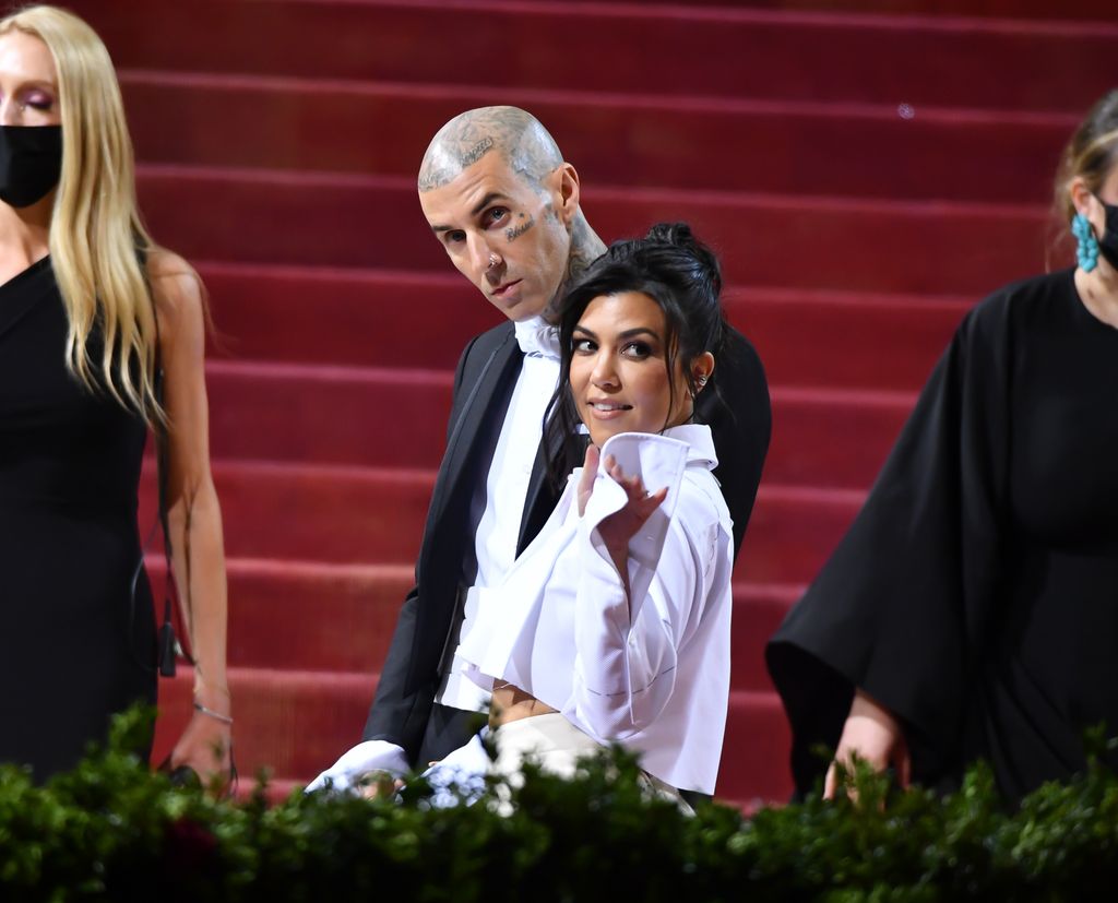 Kourtney Kardashian and Travis Barker attend the 2022 Met Gala 