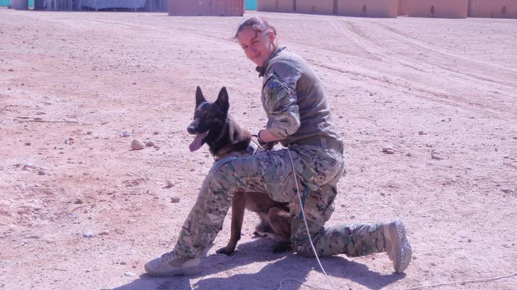 Hero Paws Jaime Garner with military working dog, Garret