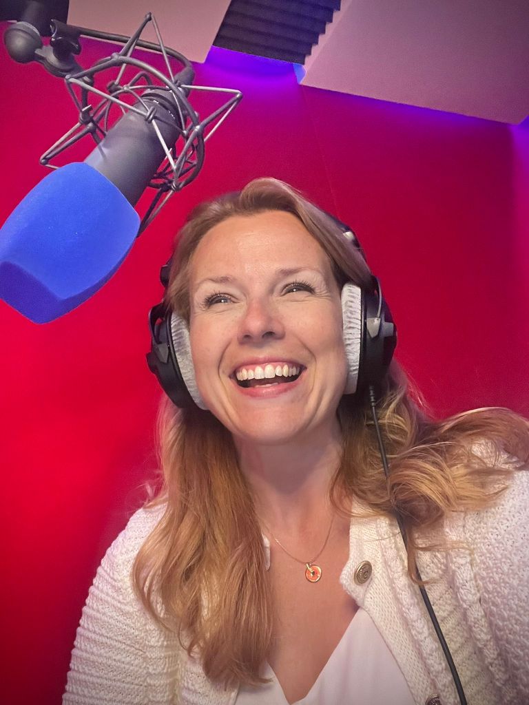 Christina Trevanion in recording booth