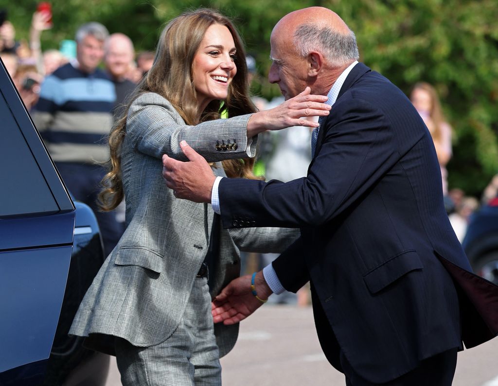 Kate reacts as she is greeted by Deputy Lieutenant of Suffolk, Jamie Lowther-Pinkerton