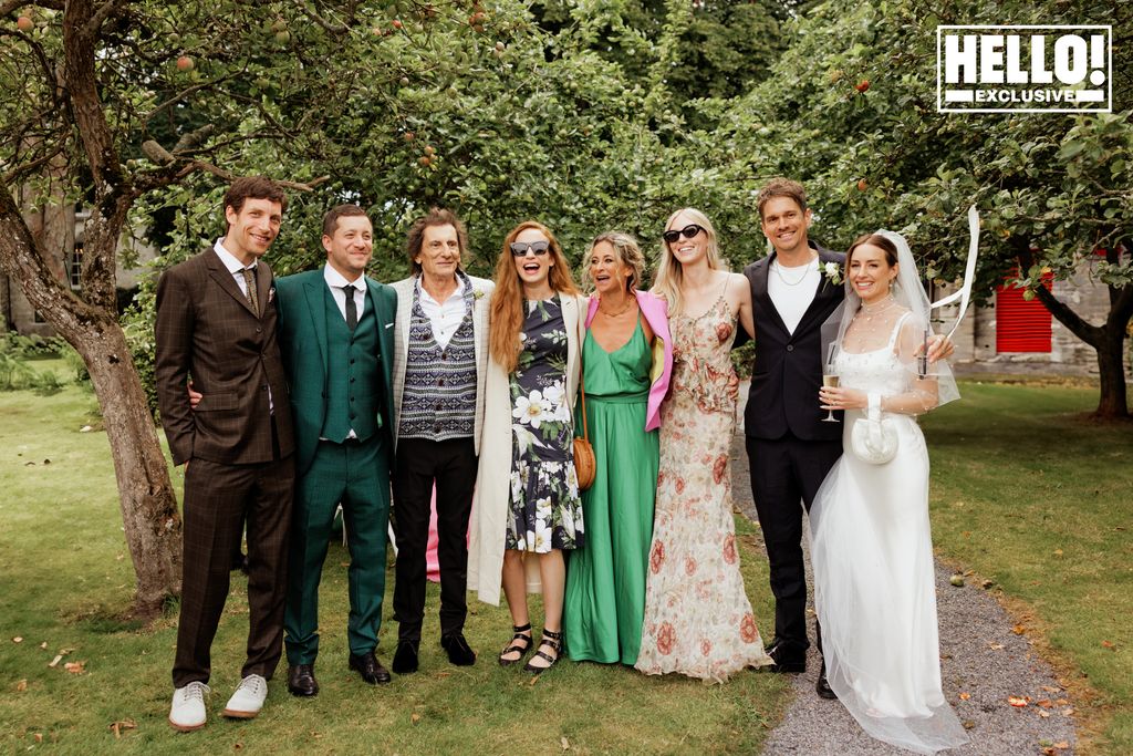 Newlyweds Faye Harris and Tyrone Wood were photographed at a Rolling Stones reunion with Jimmy and Lizzie Jagger (children of Sir Mick), Leah Wood, Ella Richards (granddaughter of Rolling Stone Keith) and Jesse Wood.