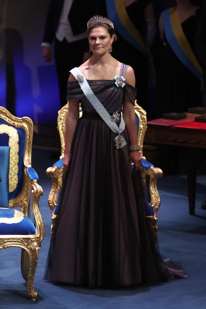 Crown Princess Victoria in purple gown and tiara