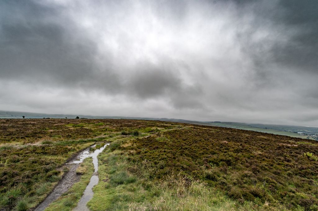 Scenic view of the moorlands at Penistone Hill Country Park, Haworth, West Yorkshire, England