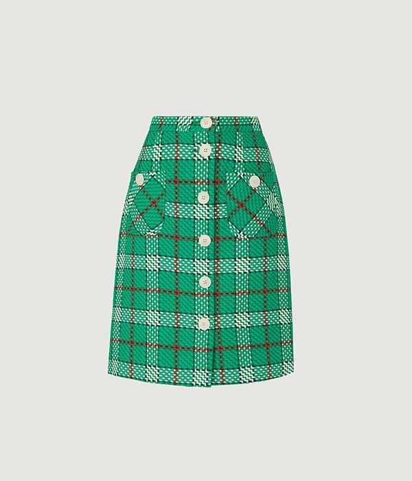 lk bennett green check skirt buttons
