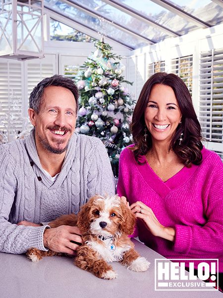 andrea mclean and nick feeney with pet dog