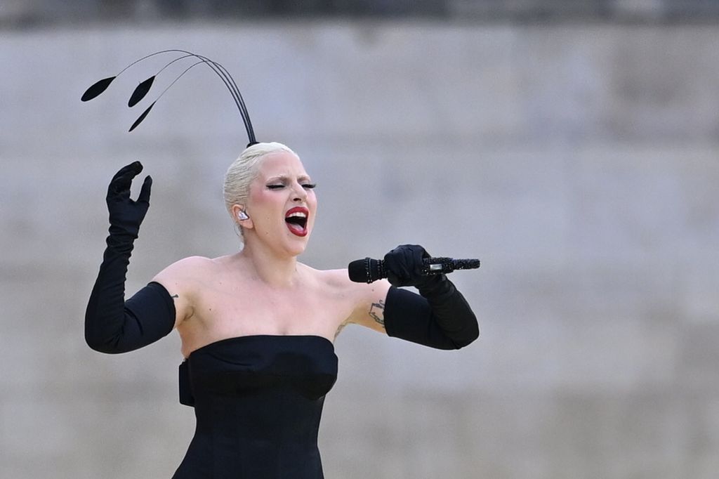 Lady Gaga performs before the opening ceremony