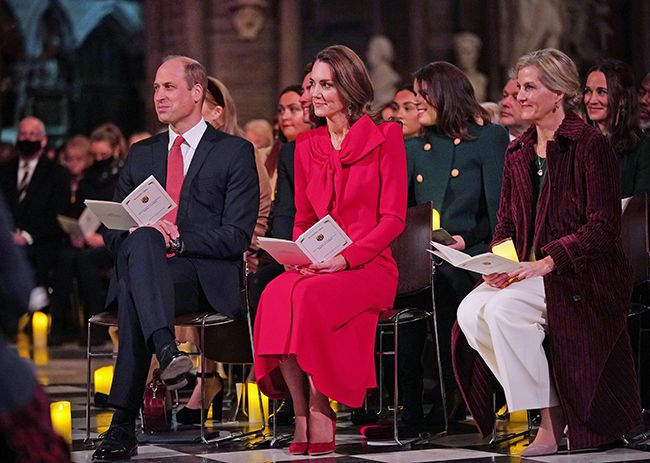 Prince William Kate Middleton and Sophie Wessex at carol concert