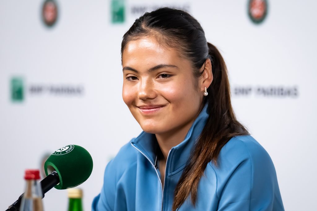 Emma Raducanu talks to the media ahead of the French Open at Roland Garros