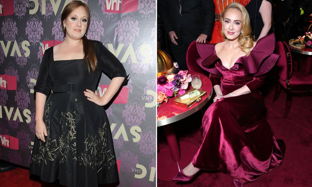 A split image of Adele
