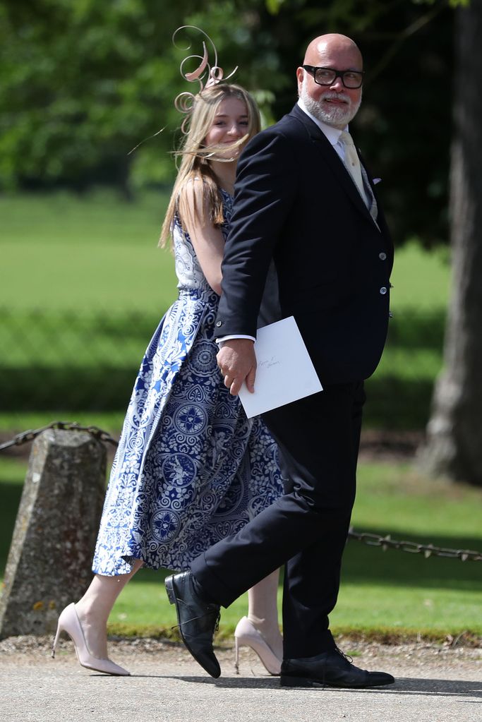 Gary Goldsmith, uncle of Pippa Middleton, arrives at St Mark's church in Englefield, Berkshire, with his daughter Tallulah for the wedding of Pippa Middleton