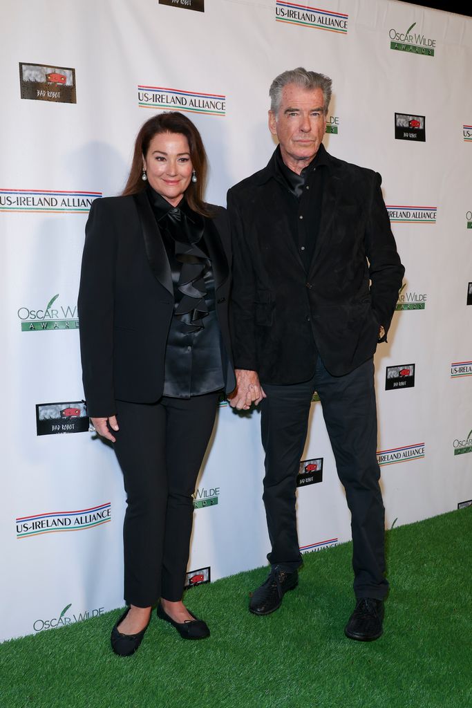 Keely Shaye Smith and Pierce Brosnan at the 18th Annual Oscar Wilde Awards held at Bad Robot on March 7, 2024 i