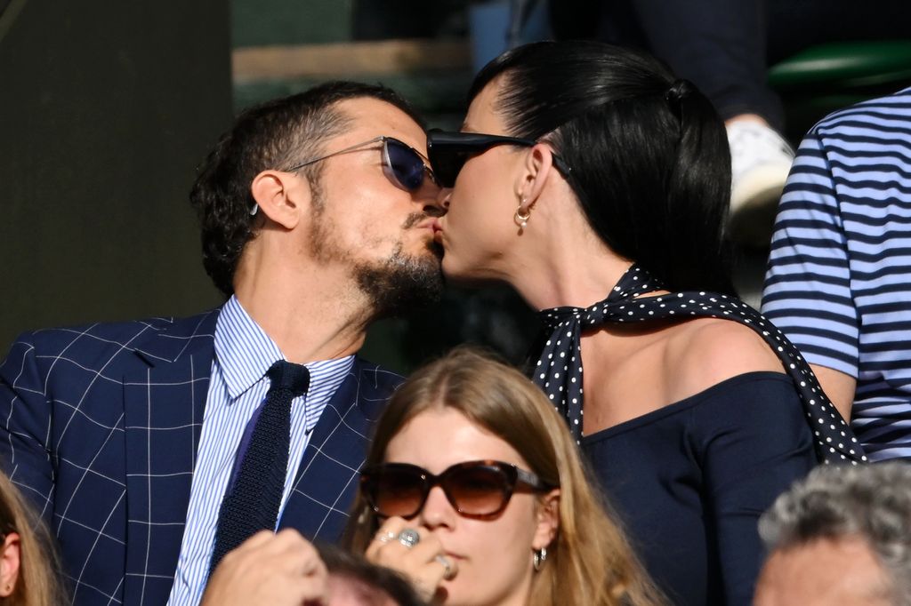 Orlando Bloom and Katy Perry attend day three of the Wimbledon 