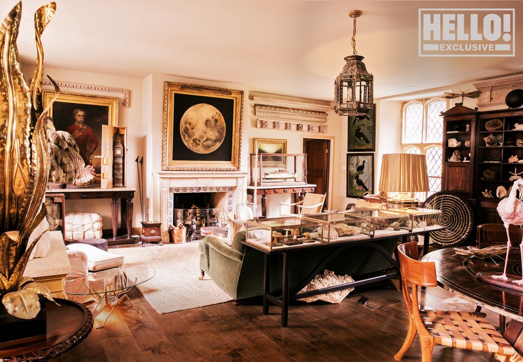 Parnham Park interiors with amazing artwork and fireplace