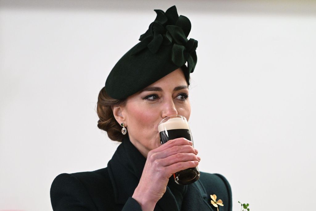 The Princess of Wales enjoys a glass of Guinness