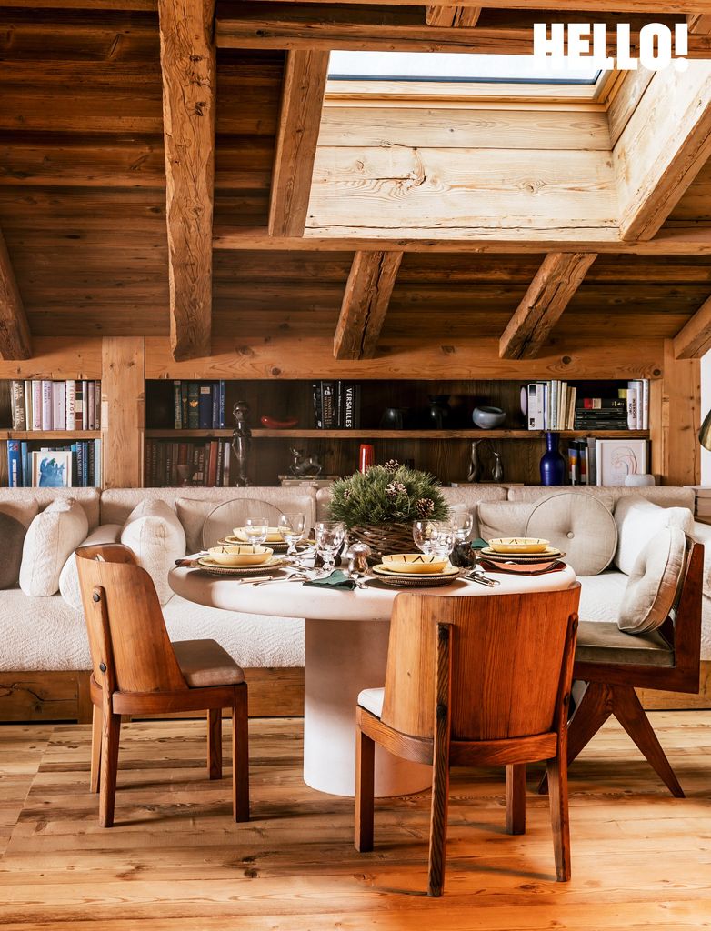 A beautifully set dining table in the Swiss chalet 