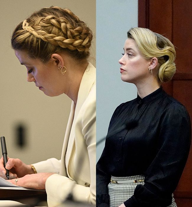 Amber Heard courtroom hairstyles