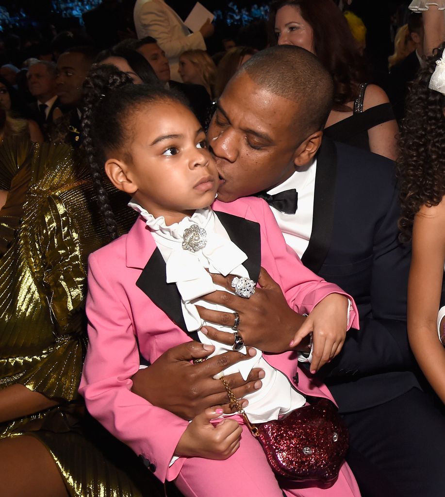 Blue Ivy Carter and Jay Z during The 59th GRAMMY Awards at STAPLES Center on February 12, 2017 in Los Angeles, California