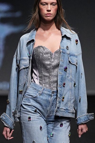 Sparkly Corset Styled With Denim Jacket