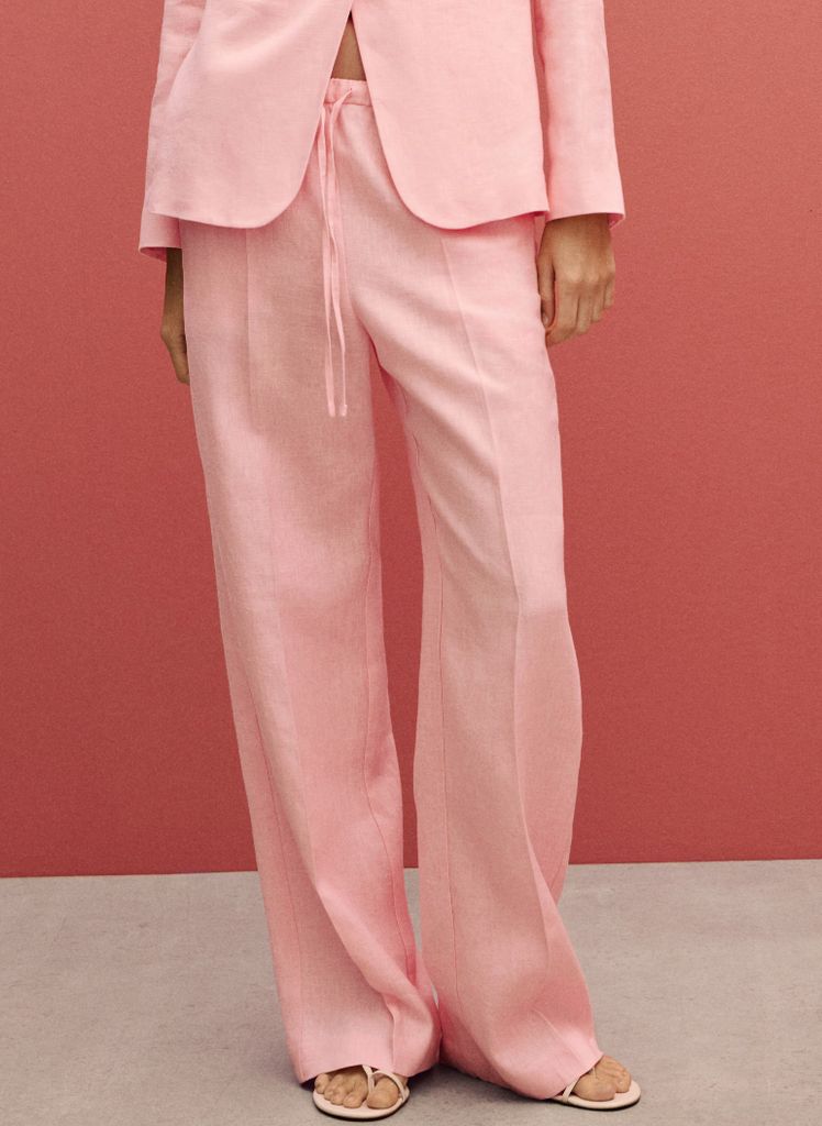 Mango Straight Fit Linen Trousers 