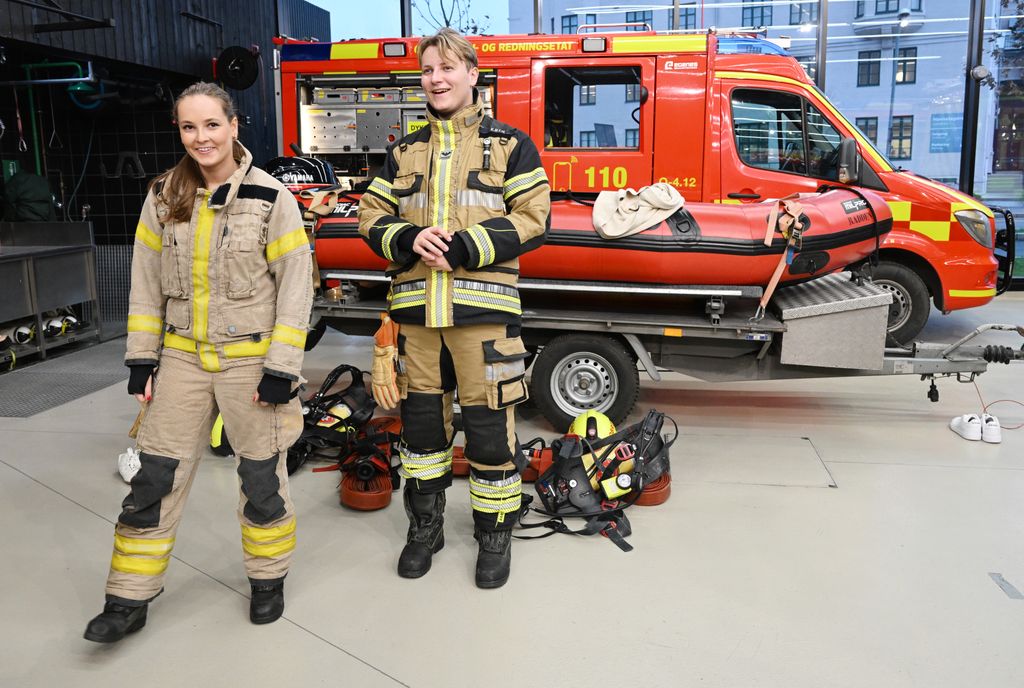 Prince Sverre Magnus and Princess Ingrid Alexandra visit Sentrum Fire Station