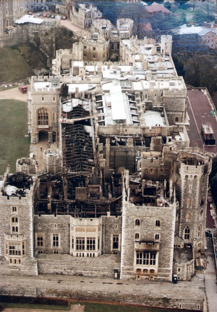 Aerial shot of fire damage to Windsor Castle