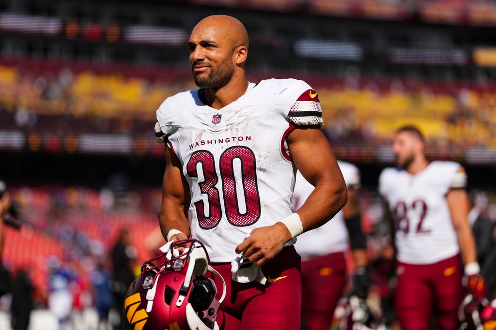 Austin Ekeler #30 of the Washington Commanders