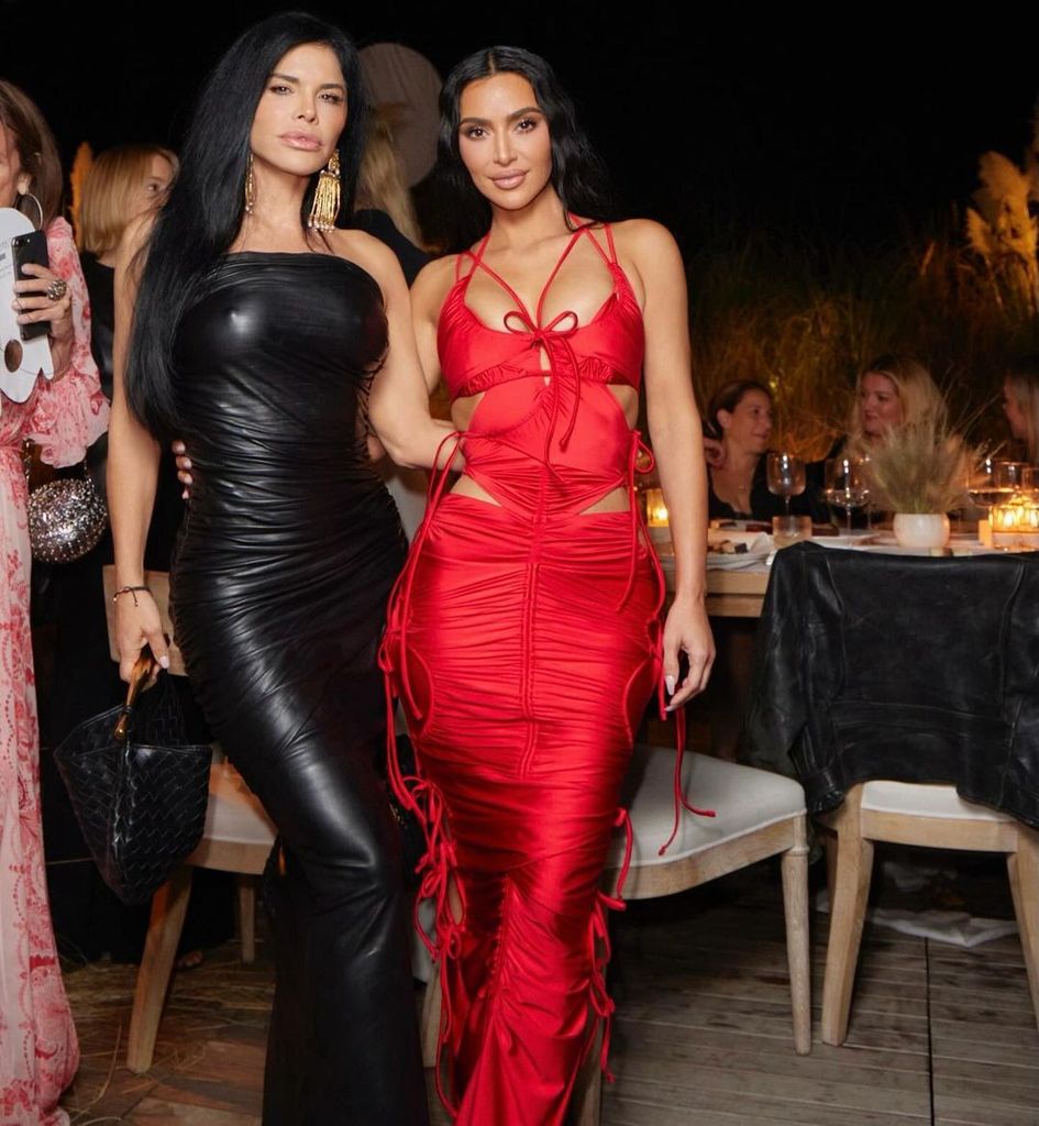 Lauren Sanchez stuns in Black latex dress with Kim Kardashian