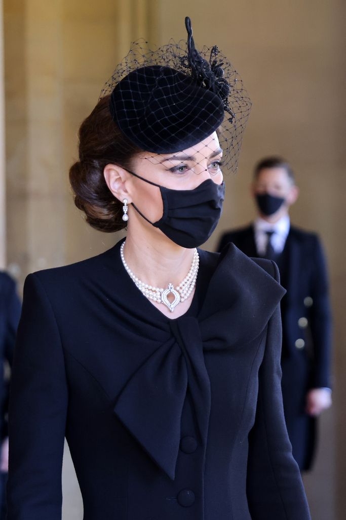 Catherine, lalu Duchess of Cambridge, selama pemakaman Pangeran Philip