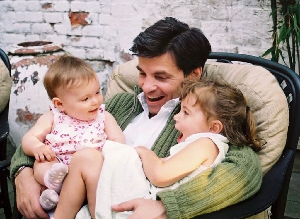 George Stephanopoulos sat with his and Ali's two daughters in his arms