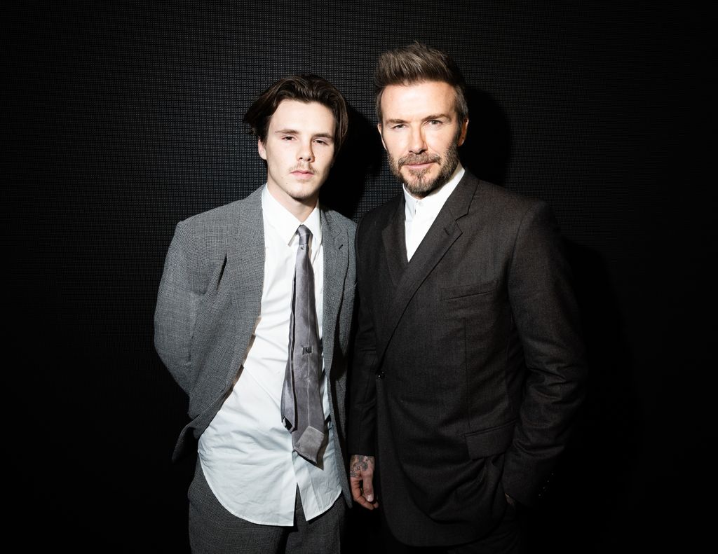 For Non-Editorial use please seek approval from Fashion House) Cruz Beckham and David Beckham attend the Dior Homme Menswear Fall-Winter 2023-2024 show as part of Paris Fashion Week