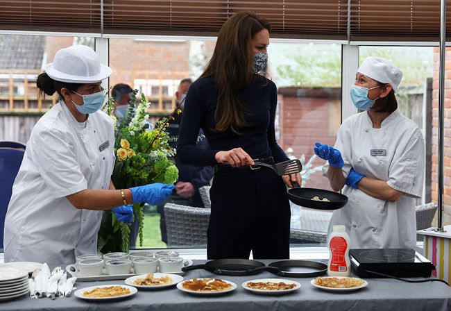 Princess of Wales makes pancakes at nursing home