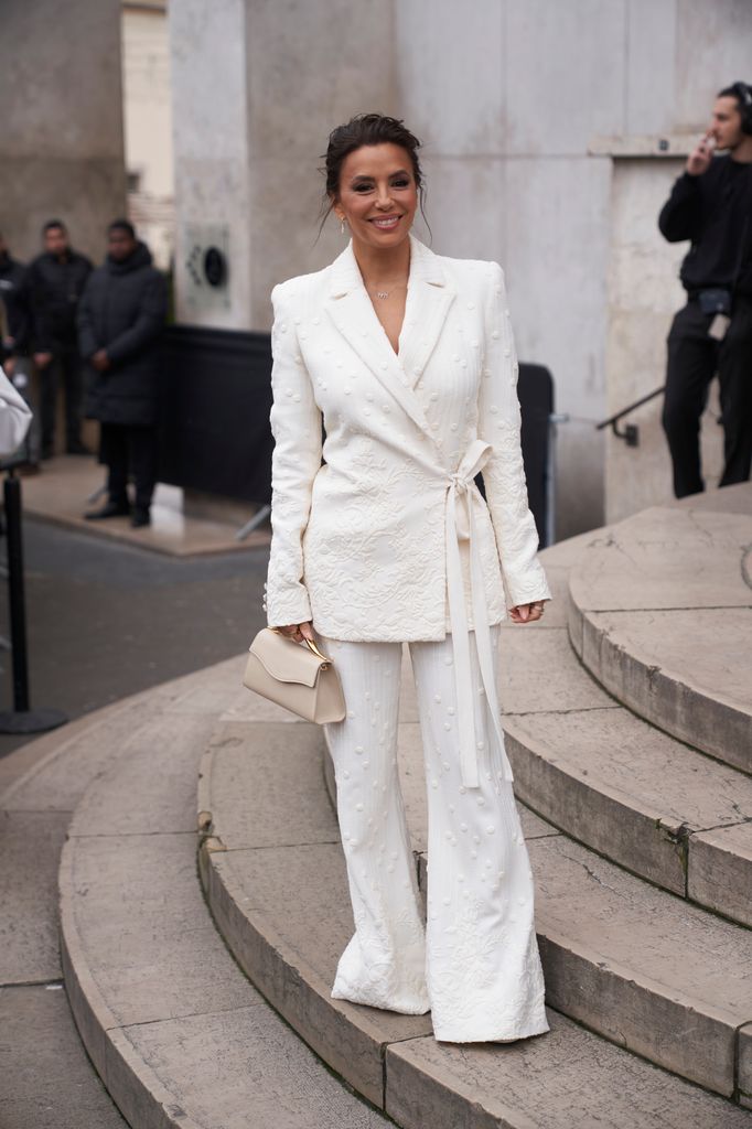 Eva Longoria is seen during the Haute Couture Fall-Winter 2025/2026 as part of Paris Fashion Week on January 29, 2025 in Paris, France