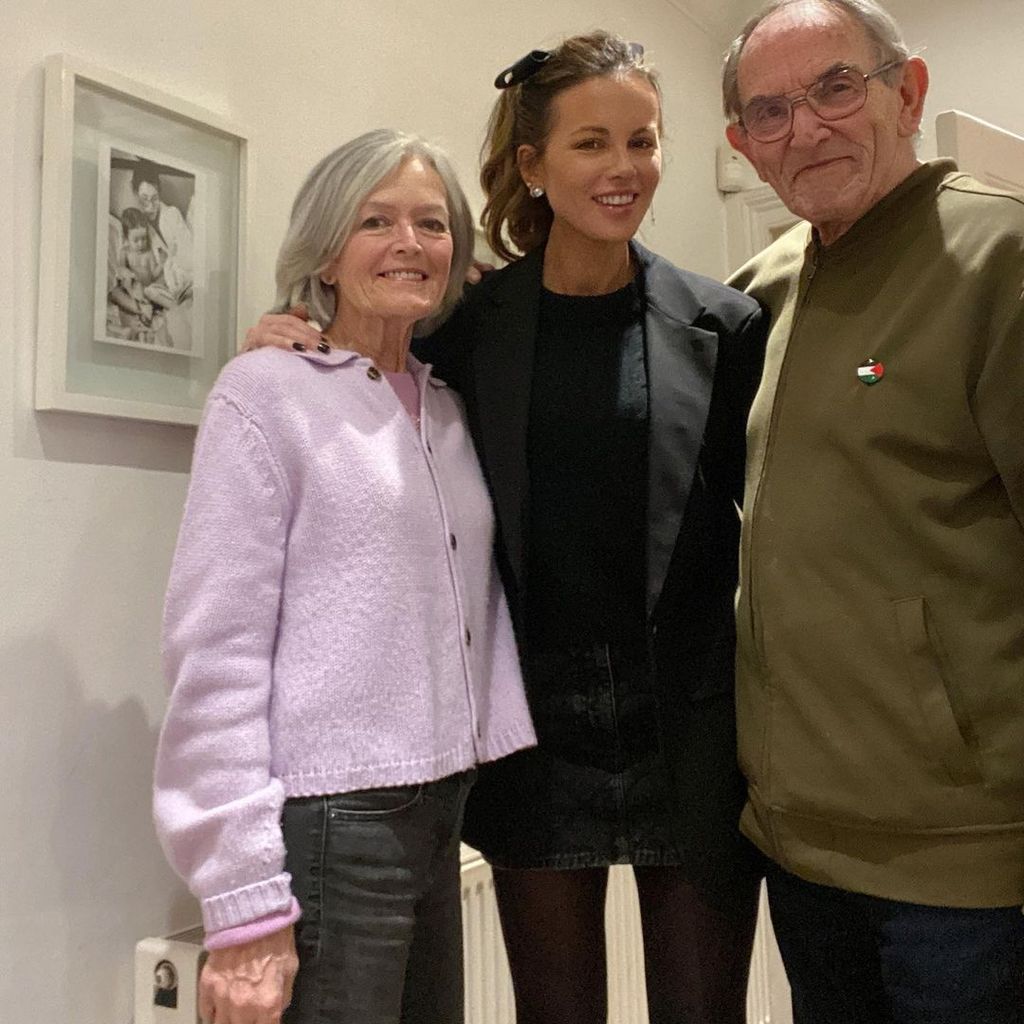 Kate Beckinsale with mom Judy Loe and stepfather Roy Battersby